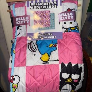 Hello Kitty Pink & White Quilted Blanket with Character Print